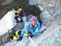 6.7.2015: Le 1er groupe dans le passage rocheux de l'ascension du Pollux